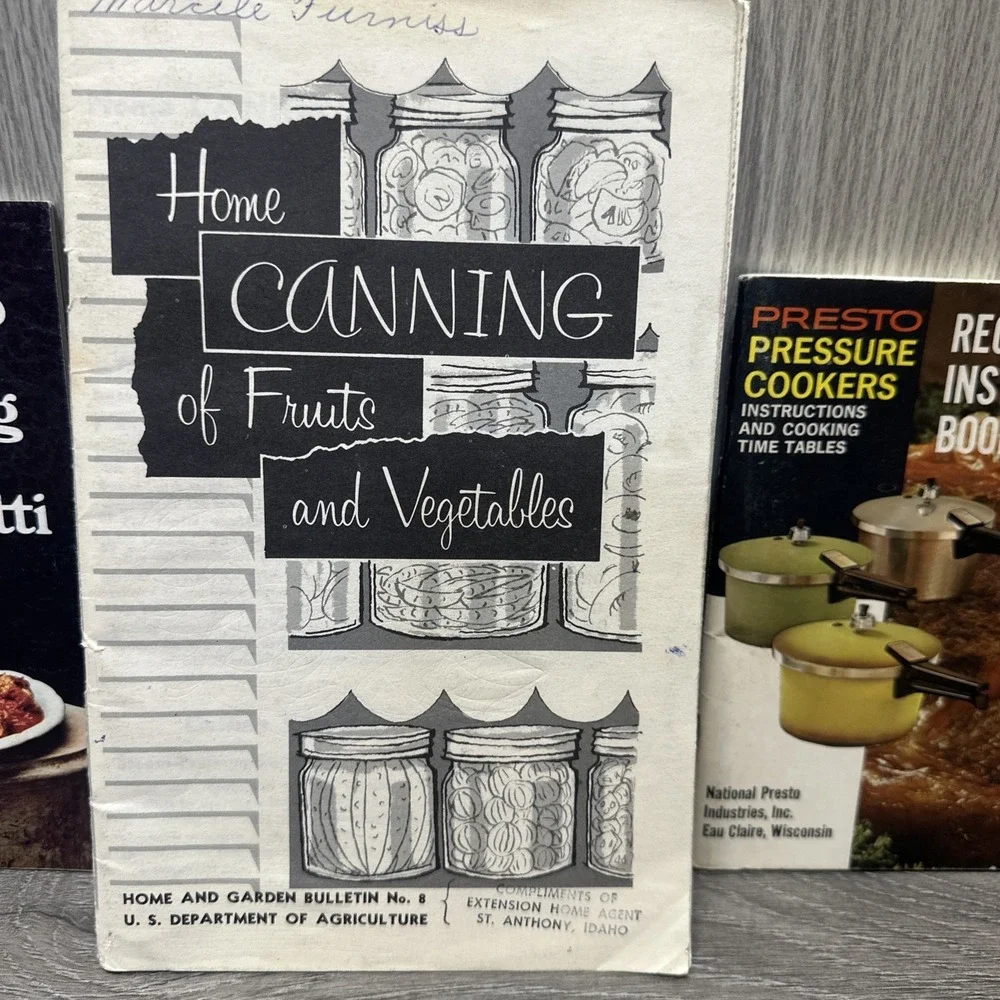 Lot of 3 Vintage Cookbooks Home Canning Presto Pressure Cookers Italian‎ Cooking